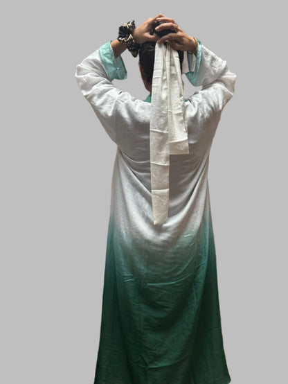 Tie  Die Abaya with Coat .