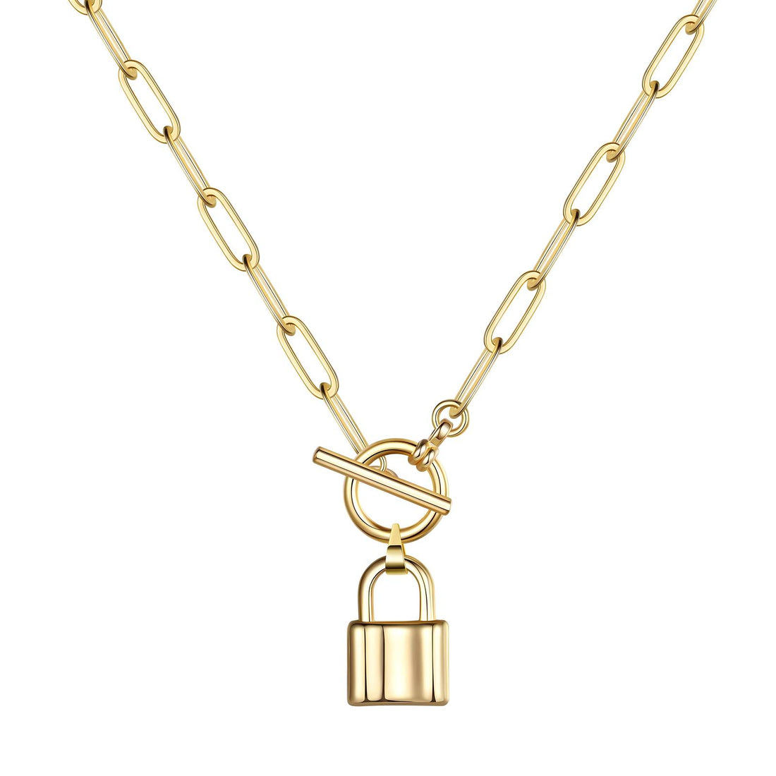 18K gold plated Stainless steel &quot;Lock&quot; necklace, no tarnishing (Guaranteed Returns )  delivery in 2-3 days .