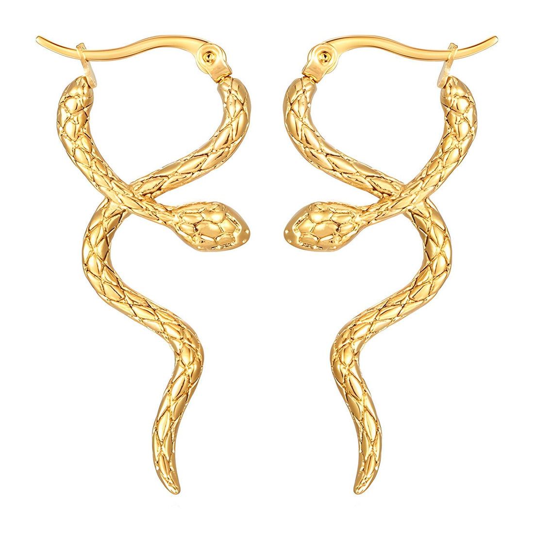 18K gold plated Stainless steel &quot;Snakes&quot; earrings, no tarnishing (Guaranteed Returns )  delivery in 2-3 days .