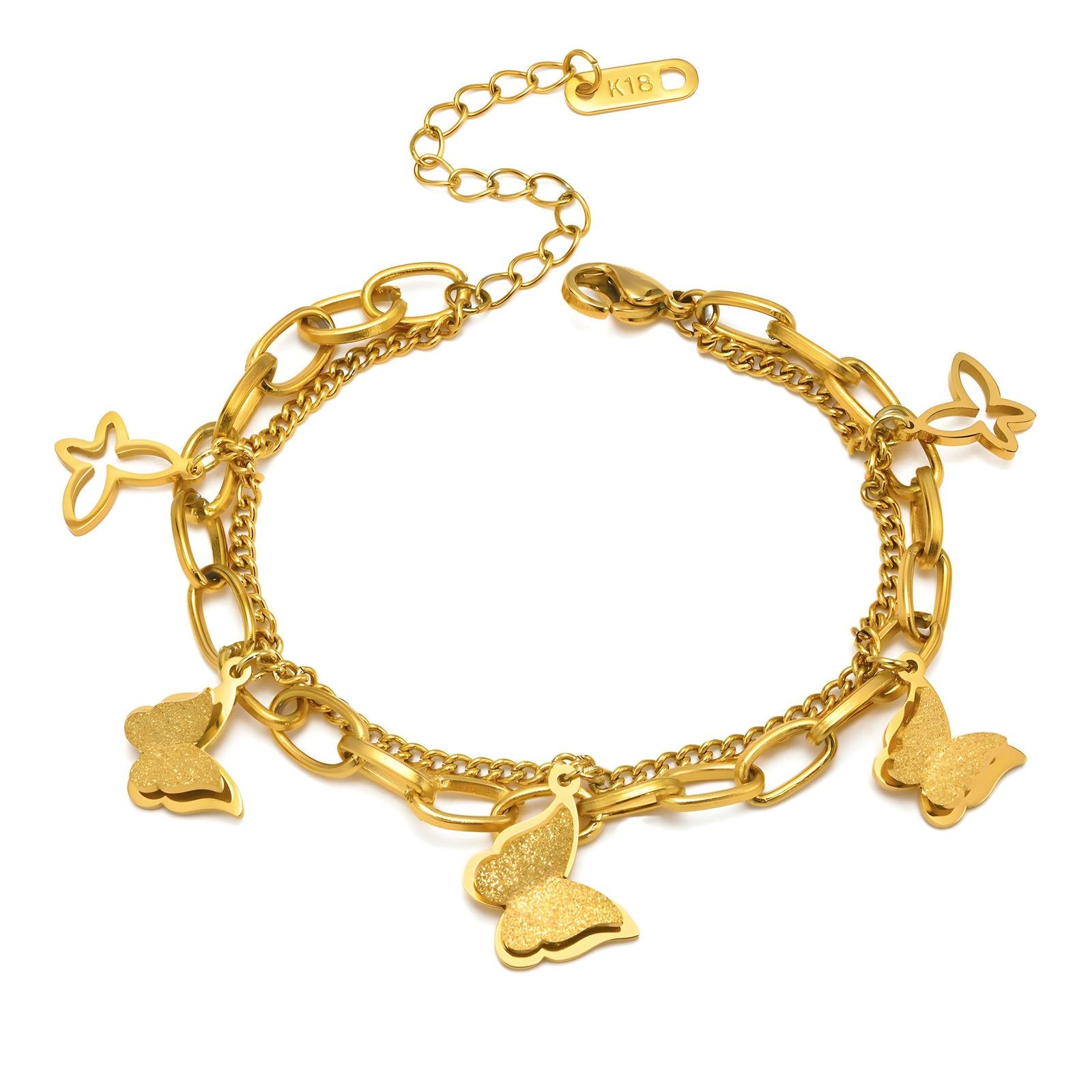 18K gold plated Stainless steel &quot;Butterflies&quot; bracelet, no tarnishing (Guaranteed Returns )  delivery in 2-3 days .