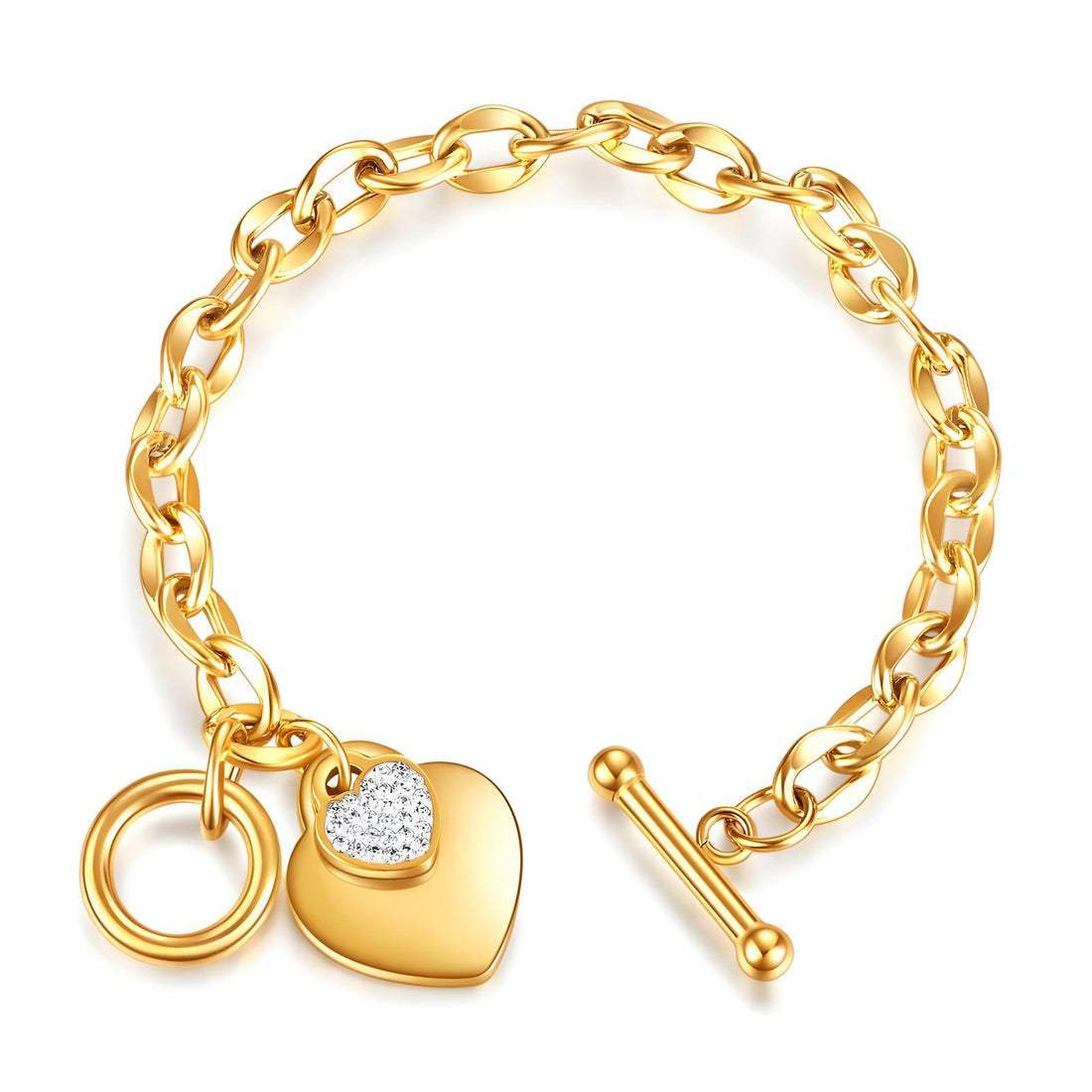 18K gold plated Stainless steel &quot;Hearts&quot; bracelet, no tarnishing (Guaranteed Returns )  delivery in 2-3 days .