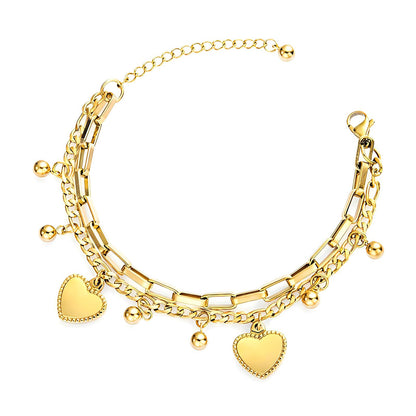 18K gold plated Stainless steel &quot;Hearts&quot; bracelet, Intensity (delivery within 2-3days)