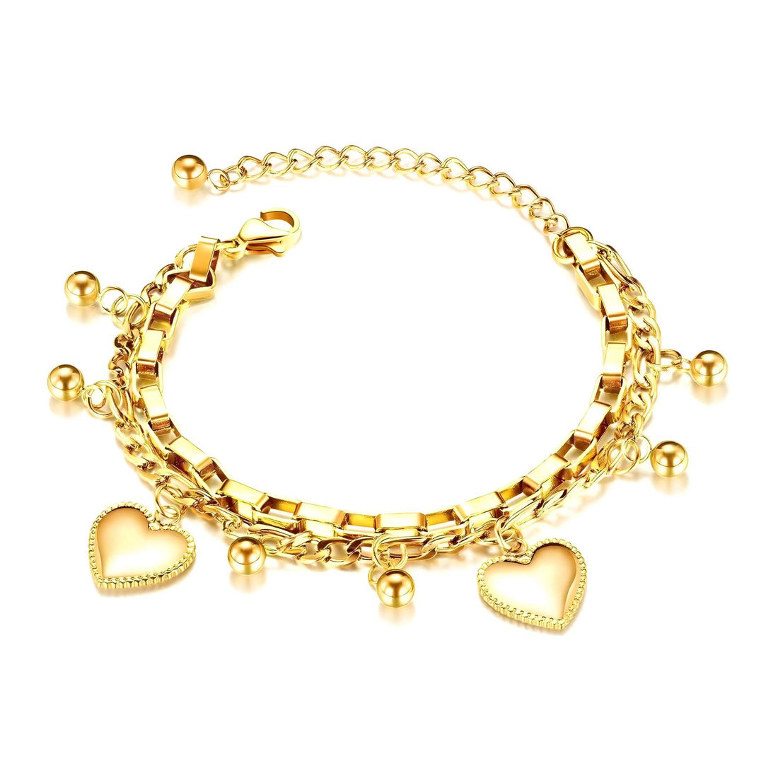 18K gold plated Stainless steel &quot;Hearts&quot; bracelet, Intensity (delivery within 2-3days)