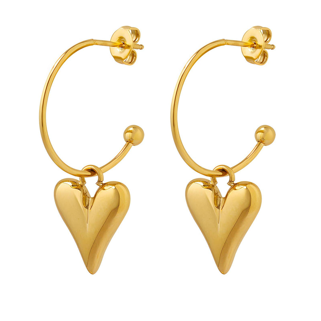 18K gold plated Stainless steel &quot;Hearts&quot; earrings, Intensity (2-3Days delivery)