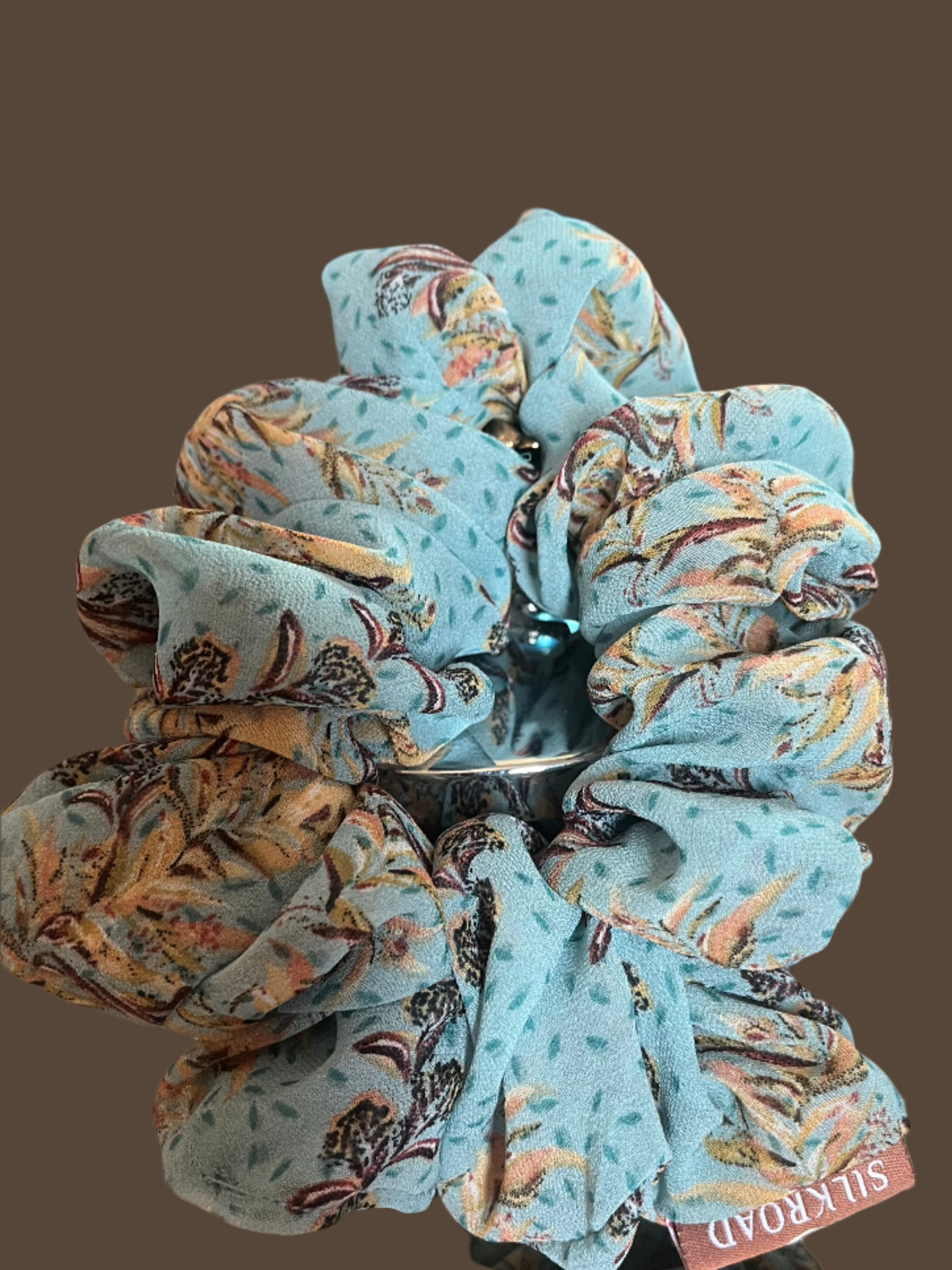 Crepe pastel turquoise Scrunchie . Classic Size