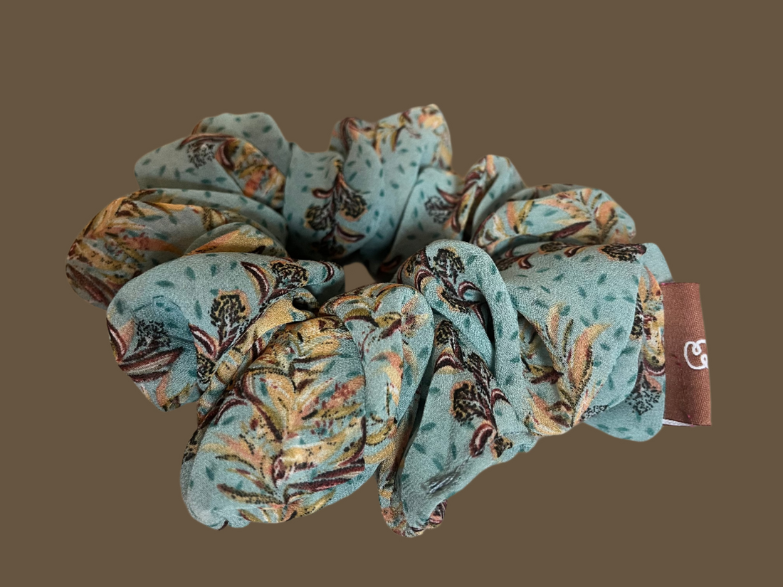 Crepe pastel turquoise Scrunchie . Classic Size