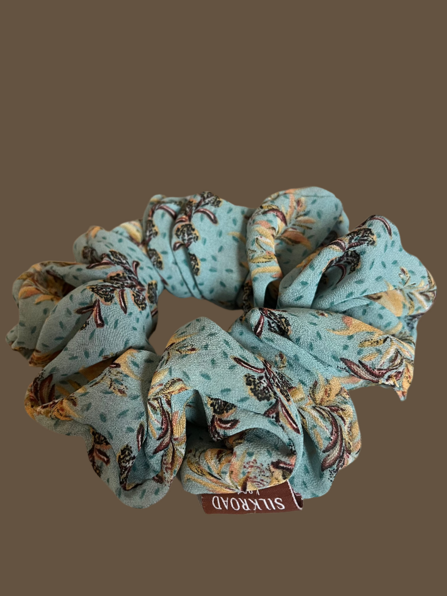 Crepe pastel turquoise Scrunchie . Classic Size