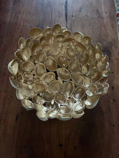 Handmade Shell bowl Ornament - Gold inner and Pastel Paint Outer.