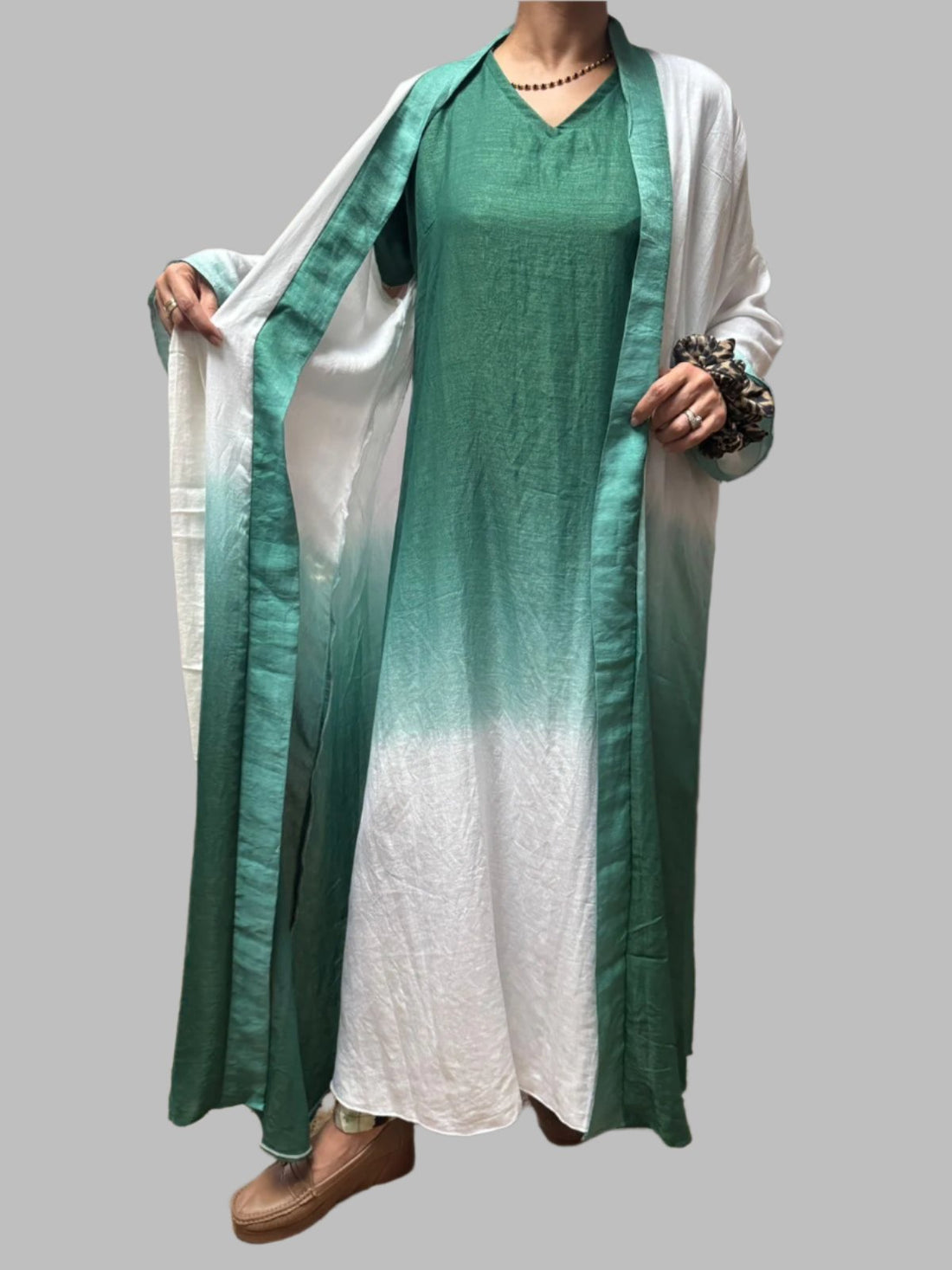 Tie  Die Abaya with Coat .